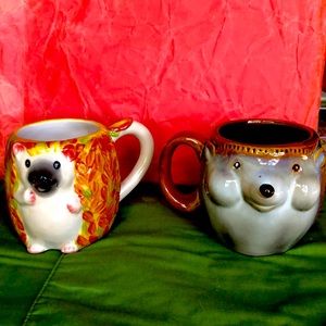 Two adorable Hedgehog Stoneware mugs
